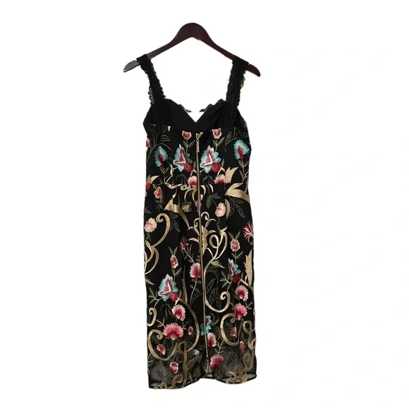 Bronx and Banco Black Floral Midi Dress